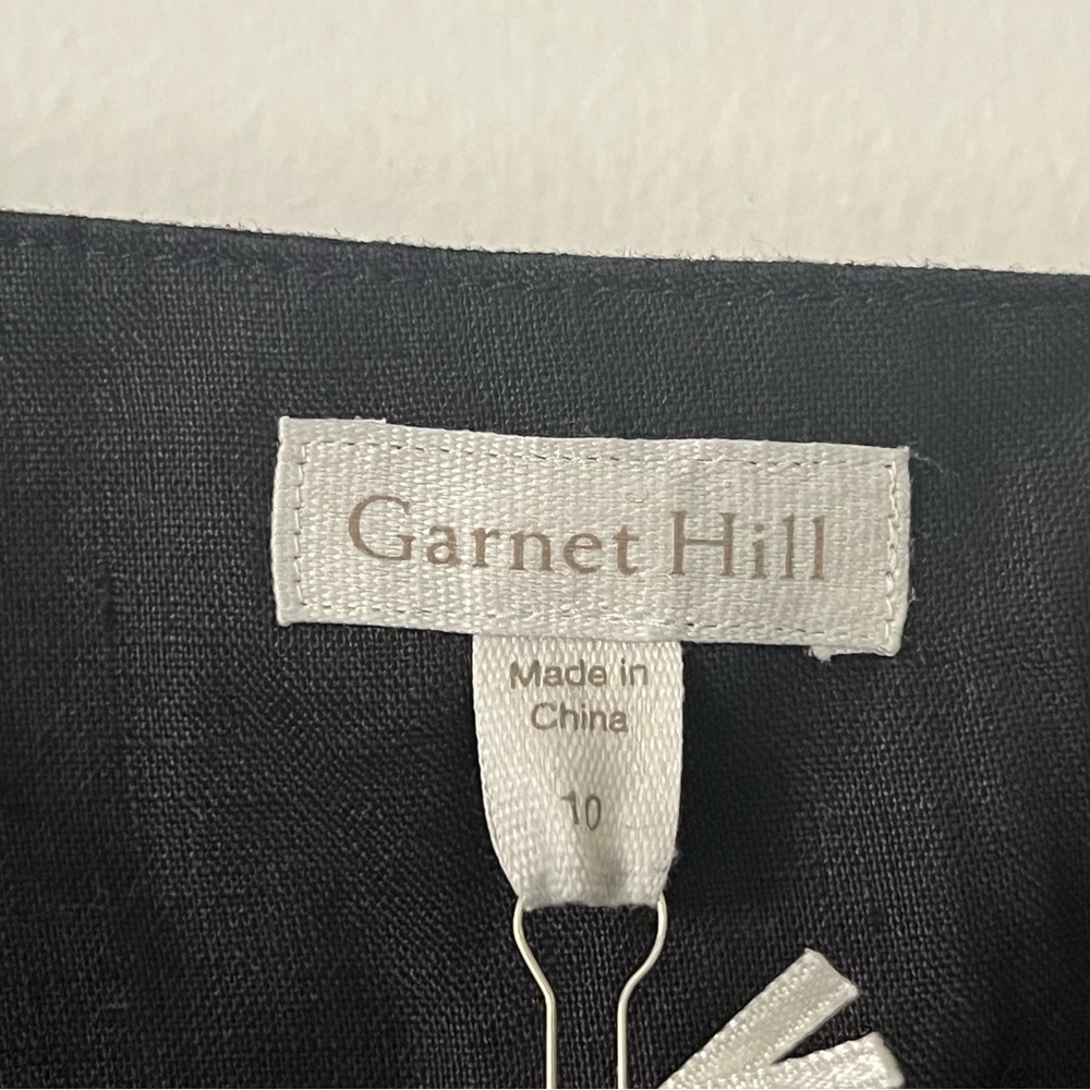 NEW Garnet Hill 100% Linen Black Square Neck Short Sleeve Top 10 Lightweight - Picture 4 of 8